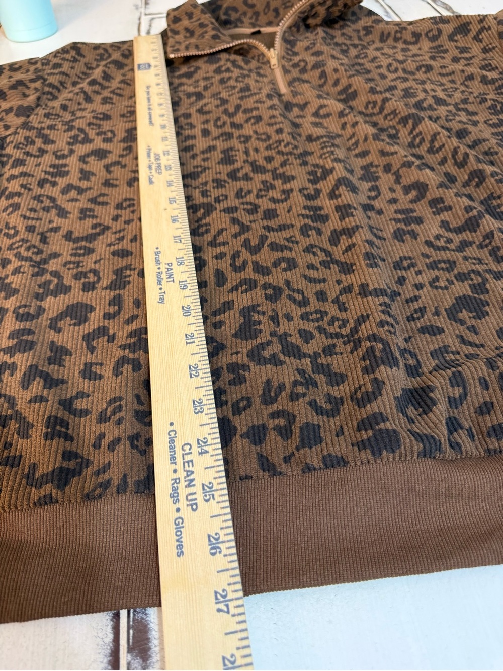 Boho oversized Leopard Print Quarter-Zip Pullover Size Large - Picture 11 of 15